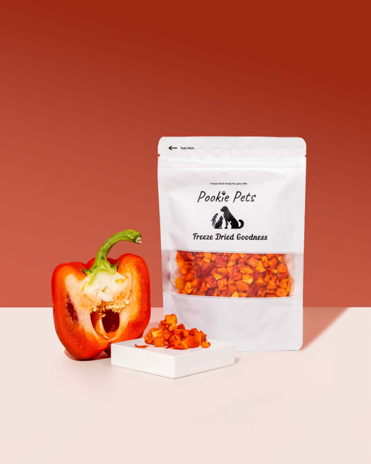Freeze dried capsicum handmade in Sydney by a vet nurse for dogs cats birds and small pets