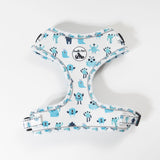 Adjustable Comfort Dog Harness : AQUA MONSTERS Pattern