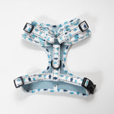 Adjustable Comfort Dog Harness : AQUA MONSTERS Pattern