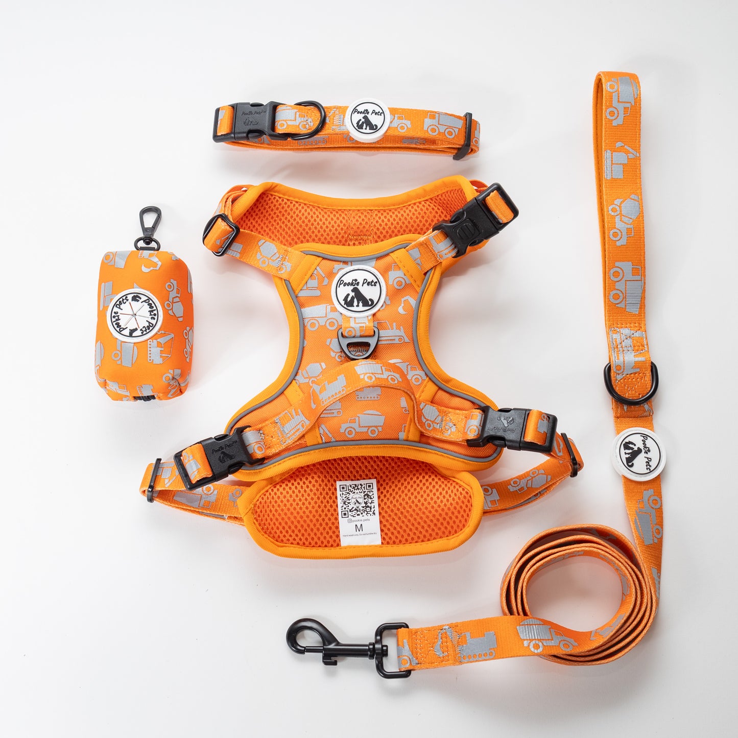 Reflective pet gear with truck print