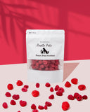 Freeze-dried raspberries for pets – tart red berries packed with antioxidants in Pookie Pets resealable pouc