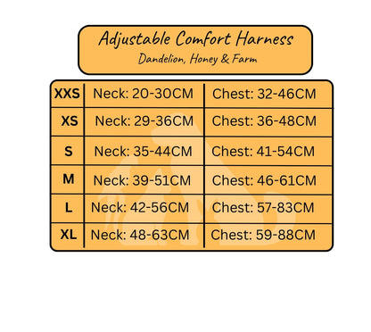 Adjustable Comfort Dog Harness: HONEY Pattern