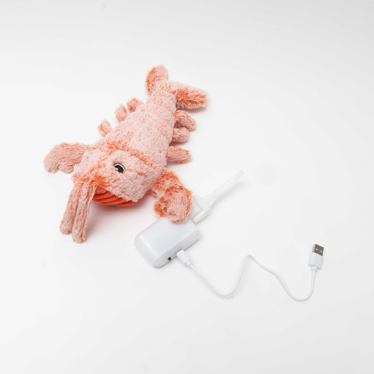 interactive lobster cat toy USB rechargeable plush with catnip pouch
