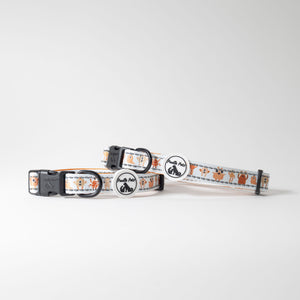 Adjustable Comfort Dog Collar - ORANGE MONSTERS Pattern