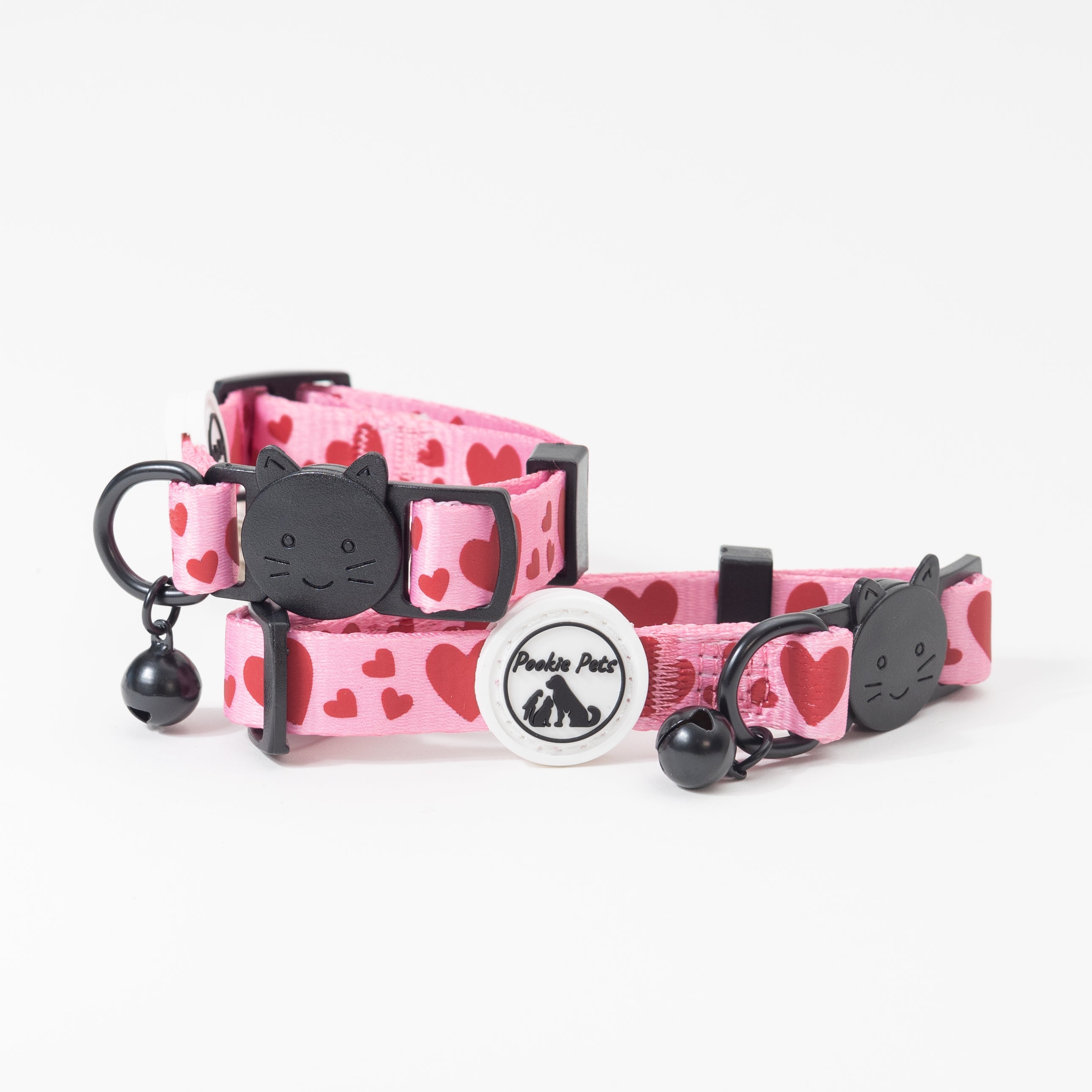 Pink Heart Cat Collar – Reflective & Breakaway Safe – Pookie Pets