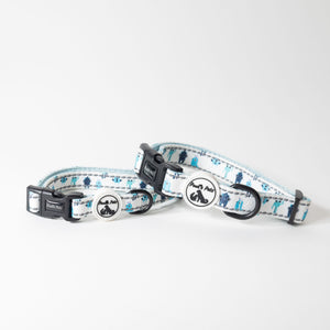 Adjustable Comfort Dog Collar: AQUA MONSTERS Pattern