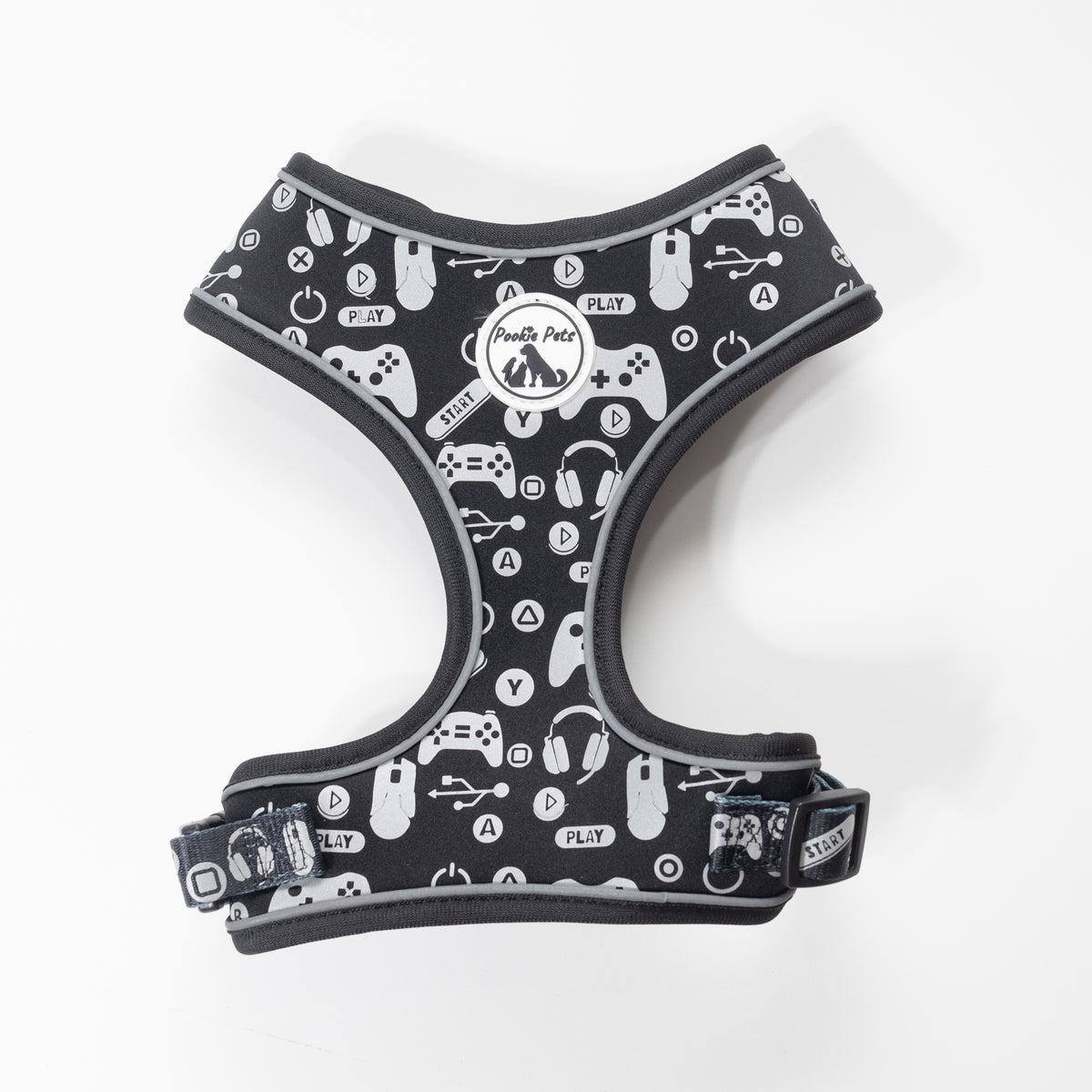 Gamer-themed Reflective Adjustable Comfort Harness | Pookie pets