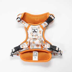 Explorer Dog Harness: ORANGE MONSTERS Pattern