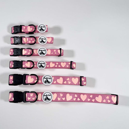 Heart-patterned Reflective Adjustable Comfort Collar - Pookie Pets