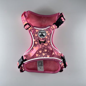 REFLECTIVE Comfort Explorer Dog Harness: HEARTS Pattern