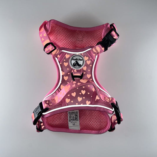 Reflective Comfort Explorer Harness with Heart Patterns | Adjustable Harness | Pookie Pets
